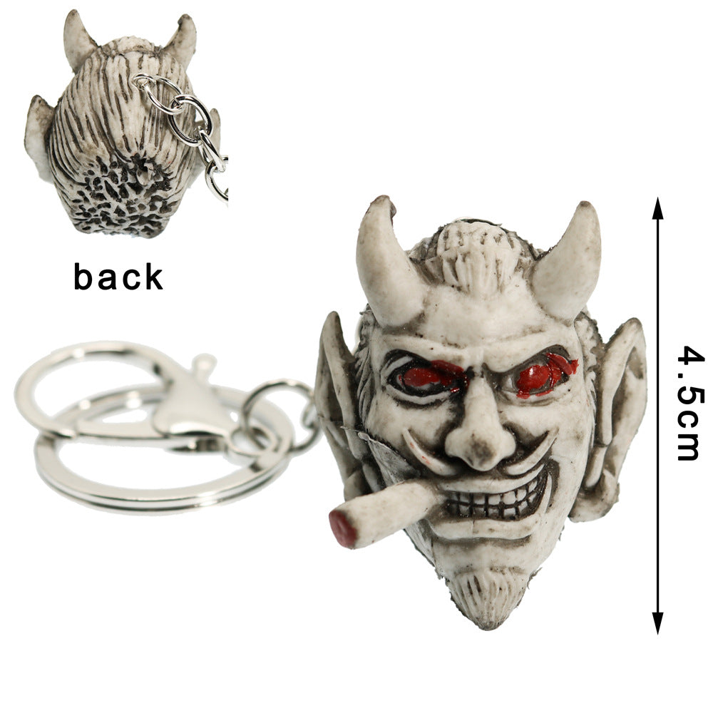 Wholesale Halloween Smoking Skull 3D Rubber Keychain
